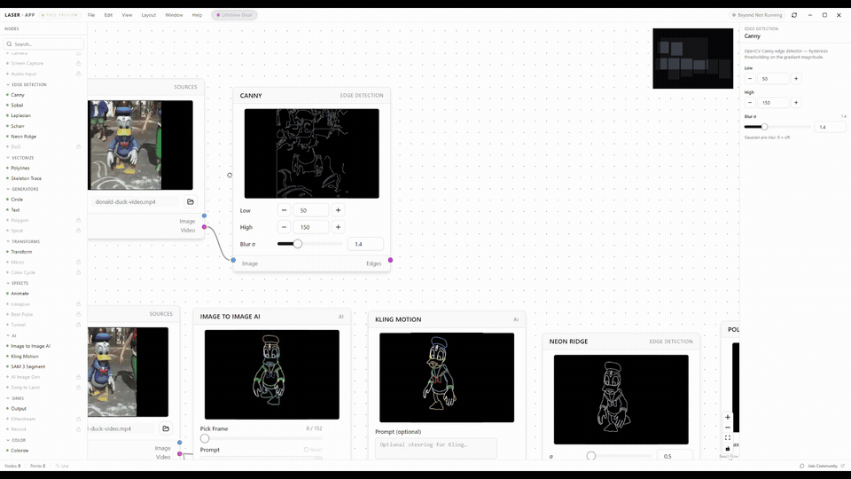 Babylon converting video frames into laser graphics