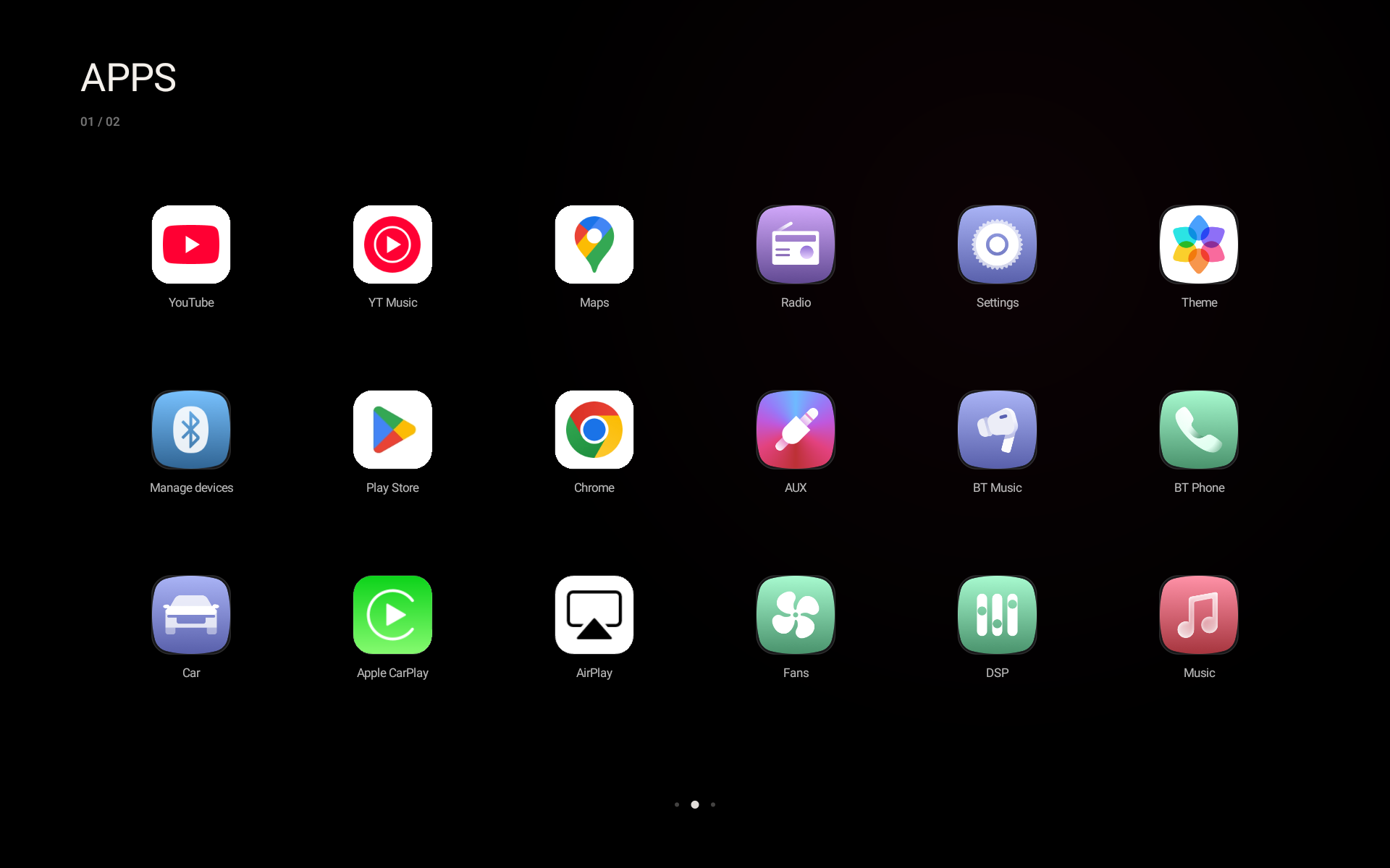 Atelier curated app drawer on the car head unit